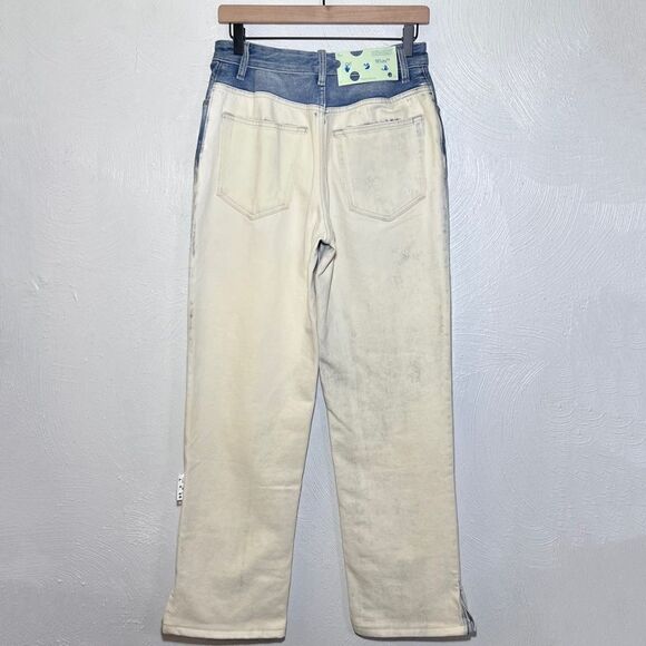 Off-White Degrade Split Hem Straight Leg Jeans in Blue White - Picture 4 of 10